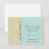 Carte d'intervention en lin crème et palmiers bleu (Devant / Derrière)