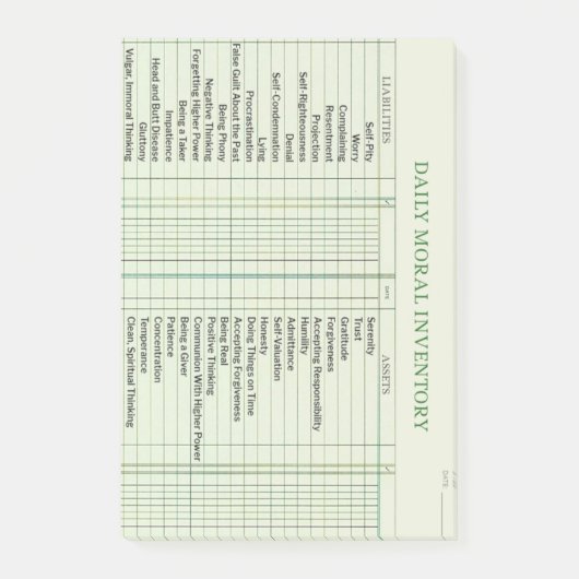 Carte d'inventaire Moral Quotidien Post-It (Devant)