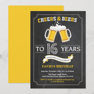 Carte d'invitation 16 ans "Tchin et bières"