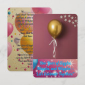 Carte d'invitation 1er anniversaire. (Devant / Derrière)