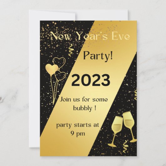 Carte d'invitation 2023 Gold & Black (Devant)