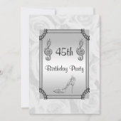 Carte d'invitation 45 ans, note de musique diamant (Devant)