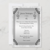 Carte d'invitation 45 ans, note de musique diamant (Dos)