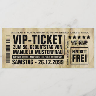 Carte d'invitation 50e anniversaire billet VIP