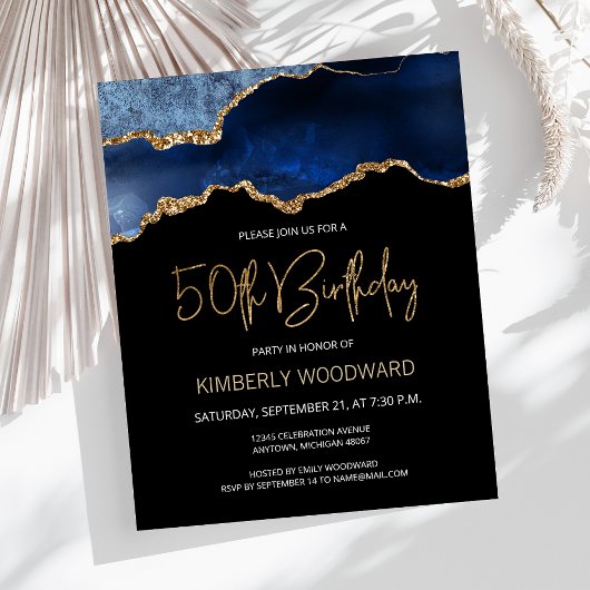 Carte d'invitation 50e anniversaire Budget Blue Go