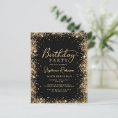 Carte d'invitation 60 ans Budget Black Gold Glitte (Debout devant)
