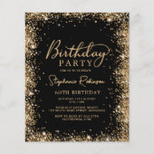 Carte d'invitation 60 ans Budget Black Gold Glitte (Devant)