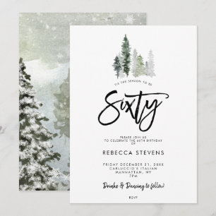 carte d'invitation 60 ans festive avec arbres d'hi