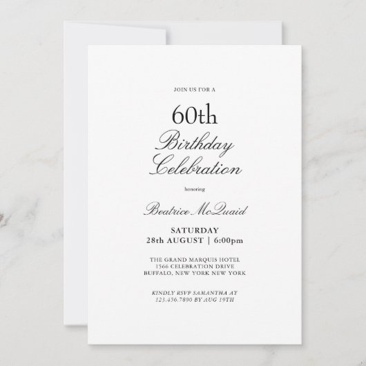 Carte d'invitation 6oth anniversaire portrait (Devant)