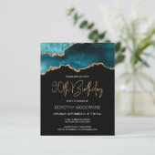 Carte d'invitation 90 ans Budget Teal Agate Dark (Debout devant)