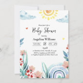 Carte d'invitation à baby shower plat avec design. (Devant)