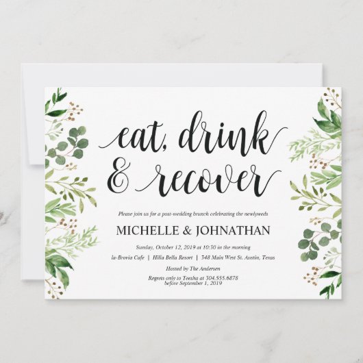 Carte d'invitation à Brunch Mariage de la Poste de (Devant)