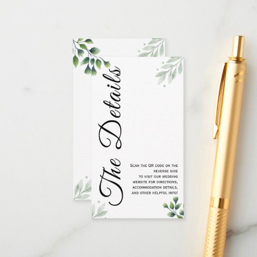 Carte d'invitation à encart de verdure minimal (Devant/Arrière en situation)
