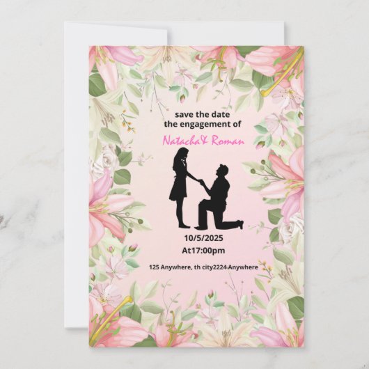 carte d'invitation à engagement plat Taille : 5" x (Devant)