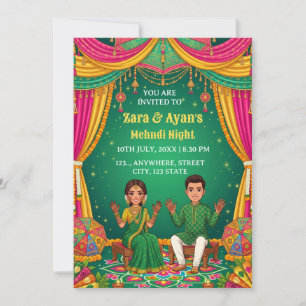 Carte d'invitation à la cérémonie du Mehndi de cou