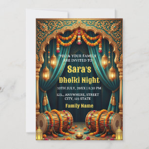 Carte d'invitation à la cérémonie nocturne Dholki