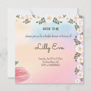 carte d'invitation à la douche nuptiale à fleurs r