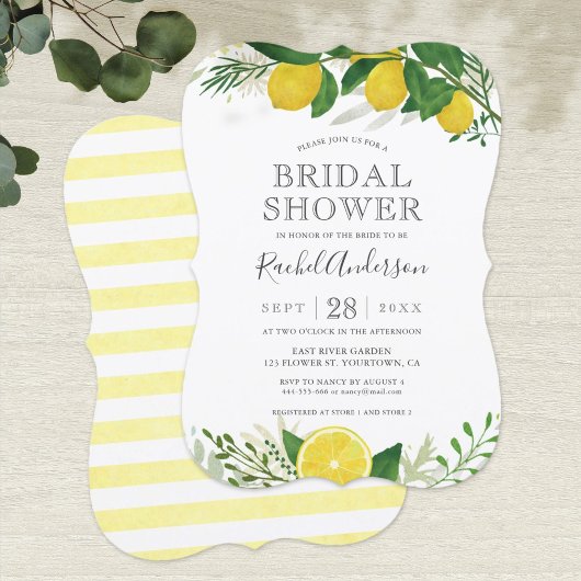 Carte d'invitation à la douche nuptiale au citron 