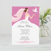 Carte d'invitation à la douche nuptiale avec pigeo (Debout devant)