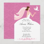 Carte d'invitation à la douche nuptiale avec pigeo (Devant / Derrière)