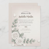 Carte d'invitation à la douche nuptiale floue beig (Devant / Derrière)