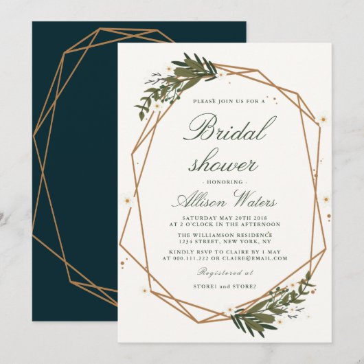 carte d'invitation à la douche nuptiale géométriqu (Devant / Derrière)
