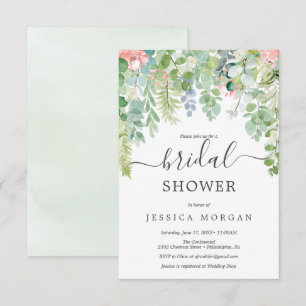 Carte d'invitation à la douche nuptiale verte douc