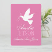 Carte d'invitation à la faire-part de colombe rose (Debout devant)