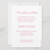 Carte d'invitation à la faire-part de colombe rose (Dos)