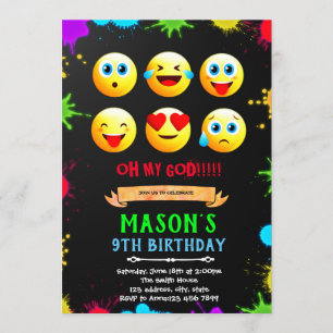 Carte d'invitation à la fête d'anniversaire Emoji