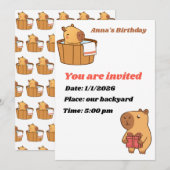 Carte d'invitation à la fête de Capybara | Joyeux (Devant / Derrière)