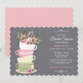 Carte d'invitation à la Fête de l'mariée Tea Party (Devant / Derrière)