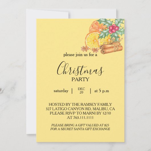 Carte d'invitation à la fête de Noël (Devant)