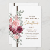 Carte d'invitation à la fête de Noël florale (Devant / Derrière)