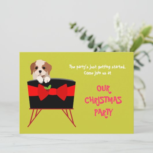 Carte d'invitation à la fête de Noël (Puppy) (Debout devant)