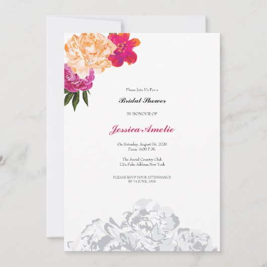 Carte d'invitation à la Fête des mariées florale W (Devant)