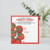 Carte d'invitation à la fête des tomates rouges (Debout devant)