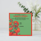 Carte d'invitation à la fête verte des tomates rou (Debout devant)