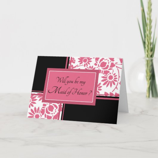 Carte d'invitation à la Fleur noire et rose (Devant)