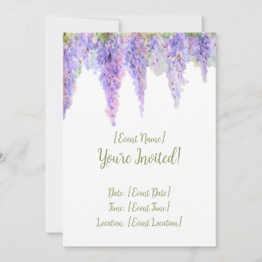Carte d'invitation à la floraison de la Wisteria (Devant)