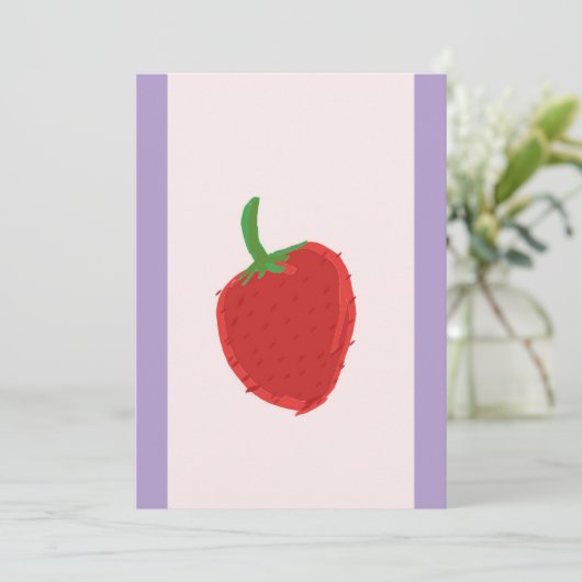Carte d'invitation à la fraise (Debout devant)