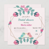 Carte d'invitation à la nuptiale fleurie inséparab (Devant / Derrière)