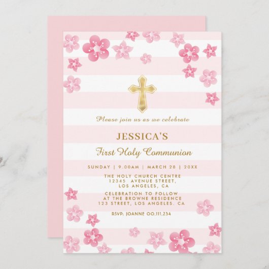 Carte d'invitation à la première communion sainte (Devant / Derrière)