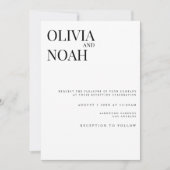 Carte d'invitation à la réception blanche moderne  (Devant)