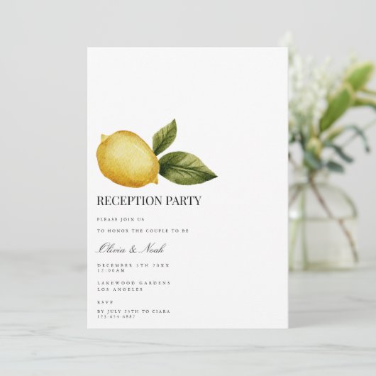 Carte d'invitation à la réception de citron médite (Debout devant)