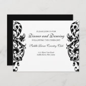 Carte d'invitation à la réception Mariage damassé  (Devant / Derrière)