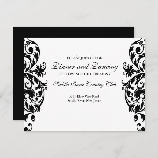 Carte d'invitation à la réception Mariage damassé  (Devant / Derrière)