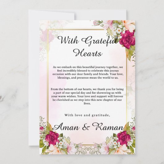 Carte d'invitation à la réception sikh à fleurs ro (Dos)