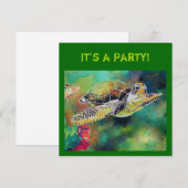 Carte d'invitation à la tortue verte (Devant / Derrière)