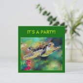 Carte d'invitation à la tortue verte (Debout devant)